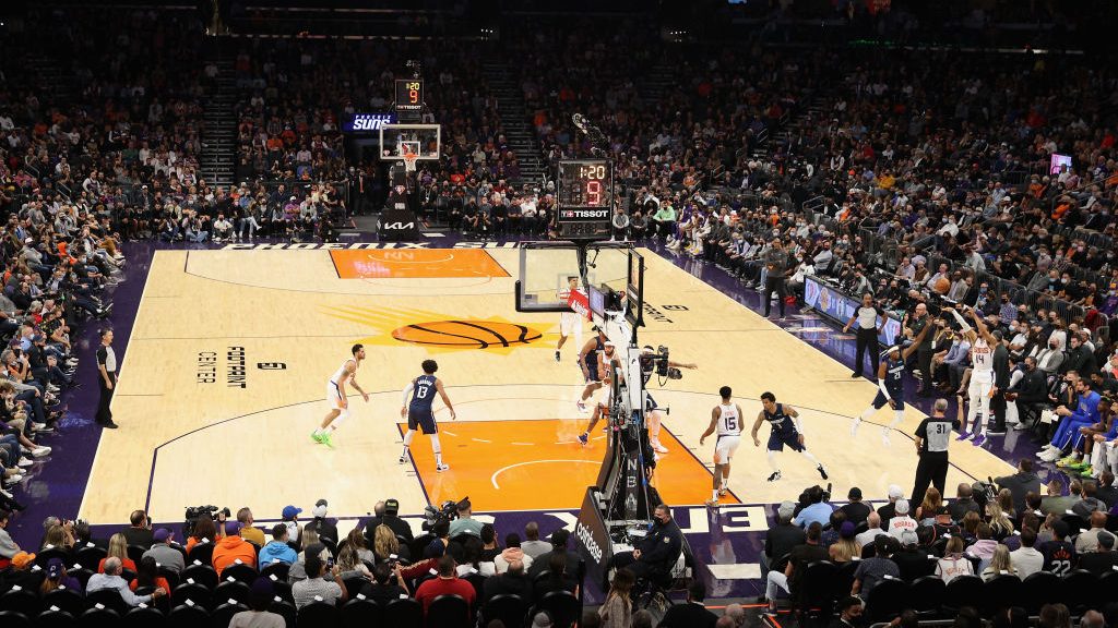 General view of the Suns at Footprint Center on November 17, 2021 in Phoenix, Arizona....