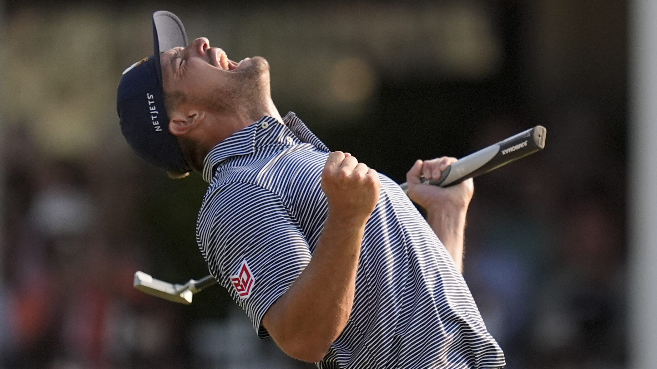 Bryson DeChambeau celebrates after winning the U.S. Open golf tournament Sunday, June 16, 2024, in ...
